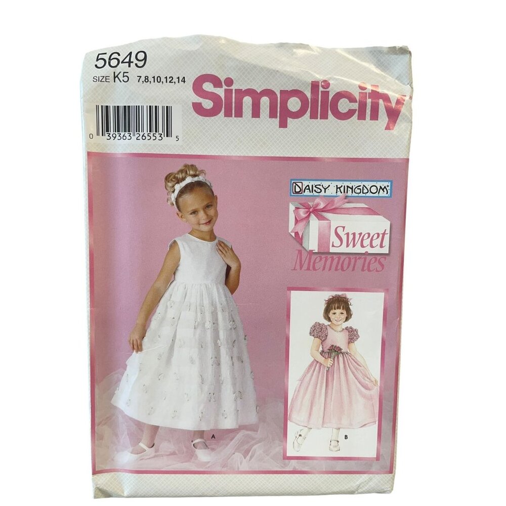 Simplicity Daisy‎ Kingdom Sweet Memories Dress Pattern 5649 Childs Size 7-14